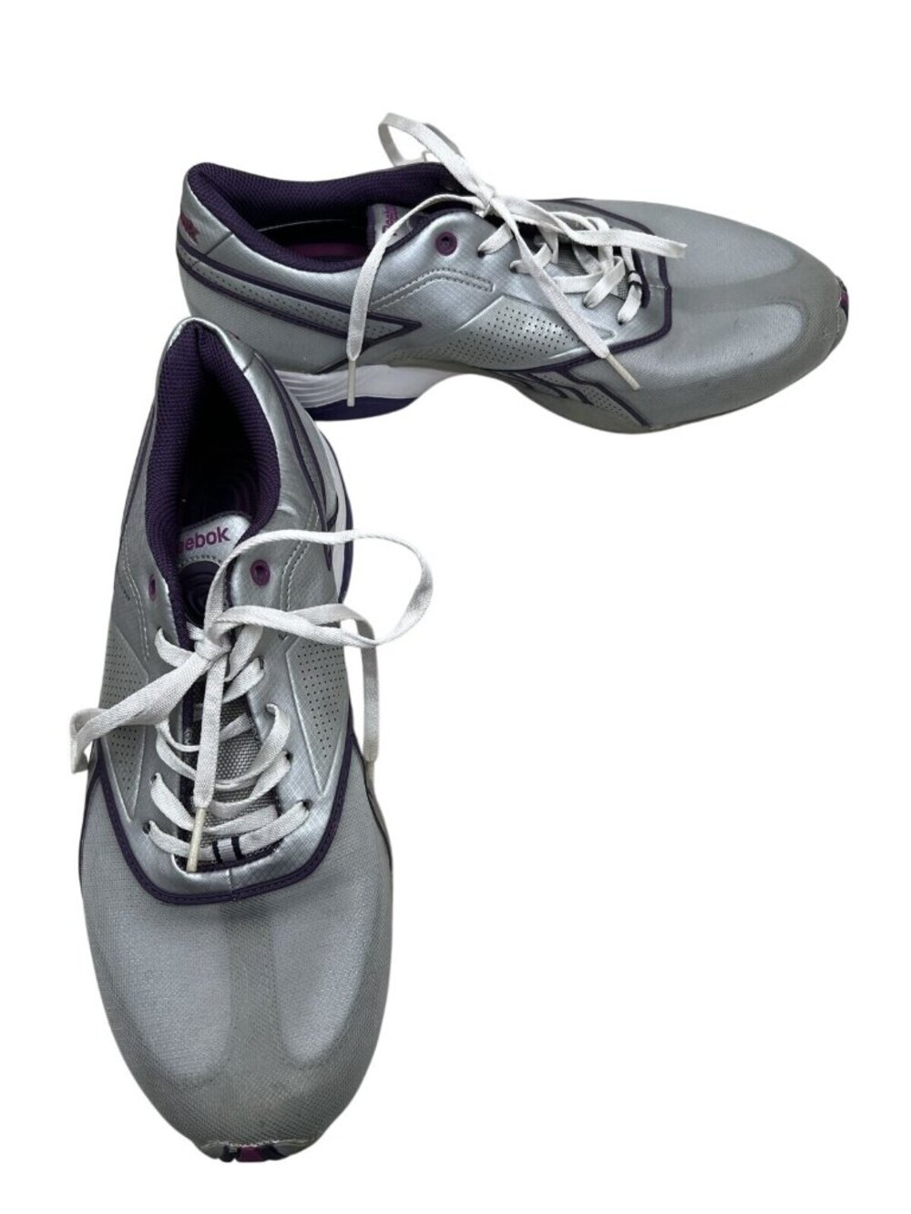 Reebok Womens Athletic Sneakers Silver & Purple Lace-Up Size 10
